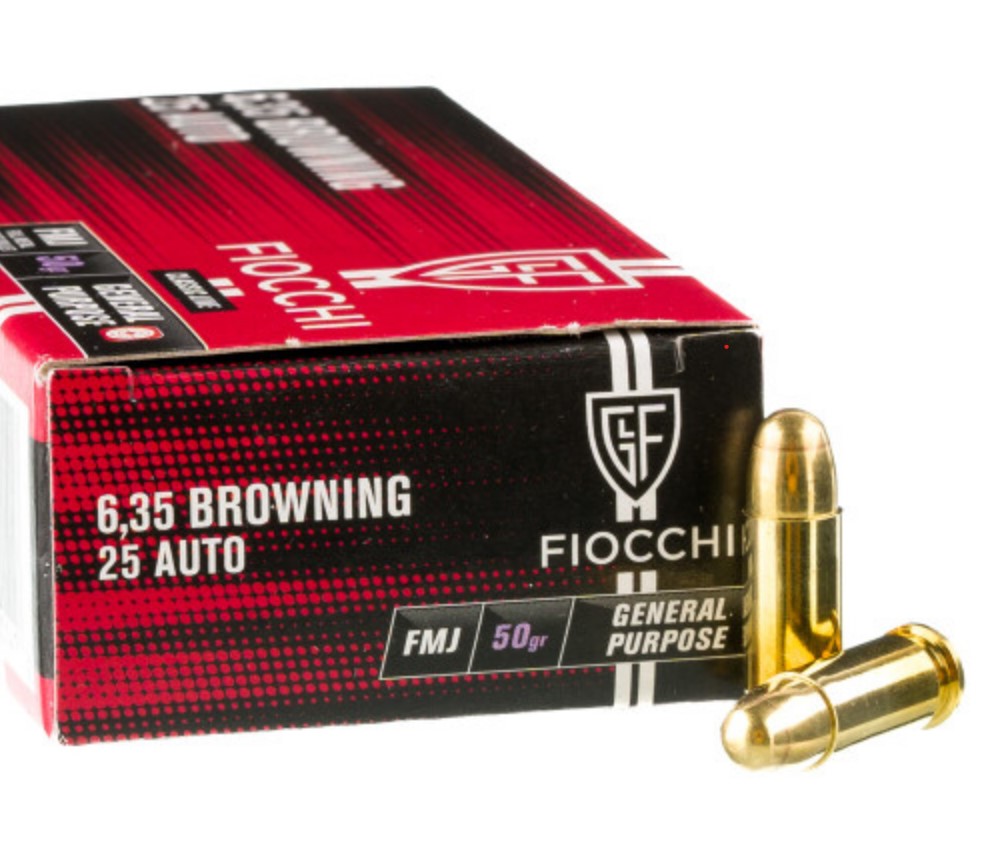 1000 Rounds of .25 ACP Ammo  Fiocchi – 50gr FMJ