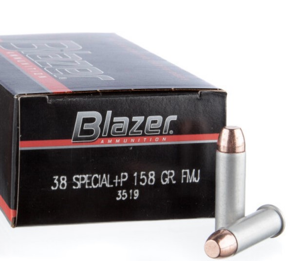 1000 Rounds of .38 Spl +P Ammo  Blazer – 158gr FMJ