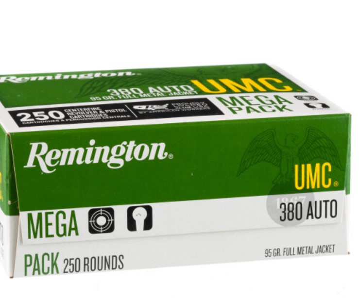 1000 Rounds of .380 ACP Ammo Remington – 95gr MC