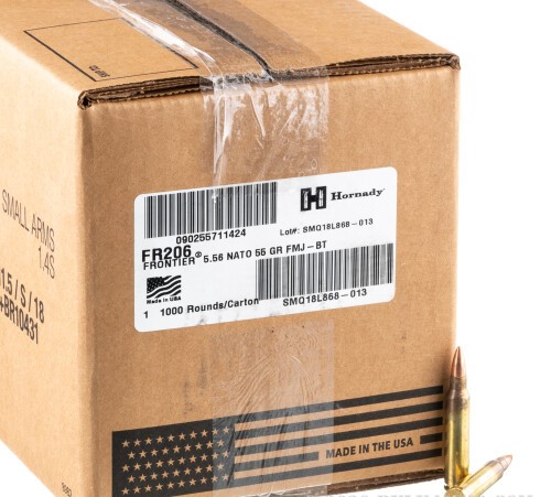 1000 Rounds of 5.56×45 Ammo by Hornady Frontier – 55gr FMJ M193