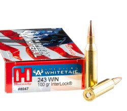 200 Rounds of .243 Win Ammo by Hornady American Whitetail – 100gr SPBT