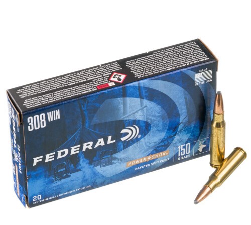 200 Rounds of .308 Win Ammo by Federal Power Shok – 150gr SP
