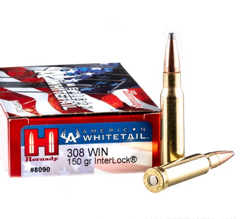 200 Rounds of .308 Win Ammo by Hornady American Whitetail – 150gr SP