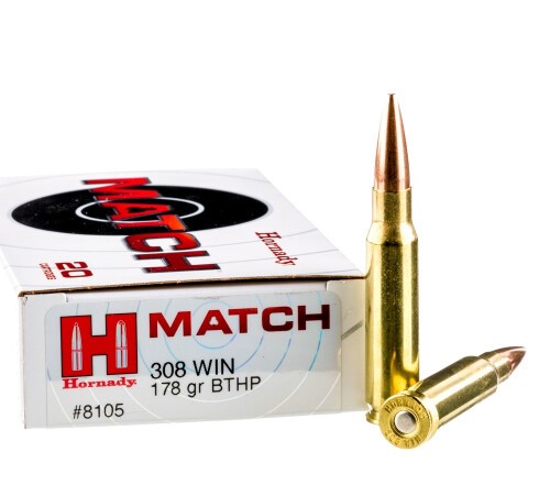 200 Rounds of .308 Win Ammo by Hornady Match – 178gr BTHP