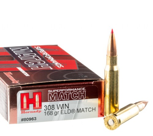 200 Rounds of .308 Win Ammo by Hornady Superformance Match – 168gr ELD Match