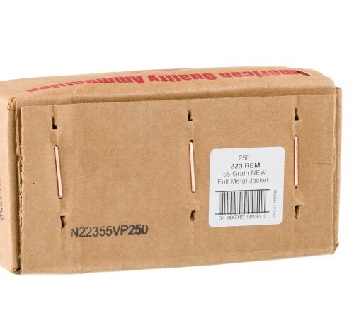 250 Rounds of .223 Ammo by American Quality Ammunition – 55gr FMJ