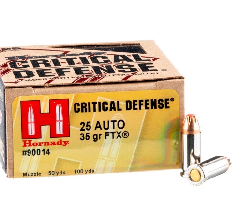250 Rounds of .25 ACP Ammo by Hornady Defense – 35gr FTX