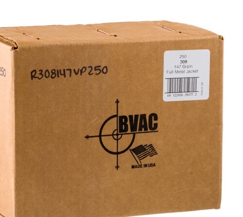250 Rounds of .308 Win Ammo by BVAC Remanufactured – 147gr FMJ