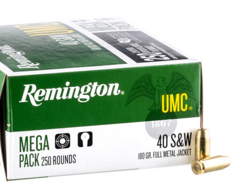 250 Rounds of .40 S&W Ammo Remington – 180gr MC