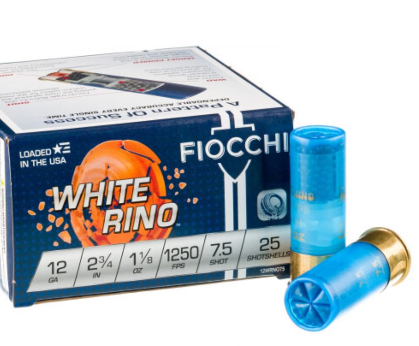 250 Rounds of 12ga Ammo by Fiocchi White Rino #7.5 shot