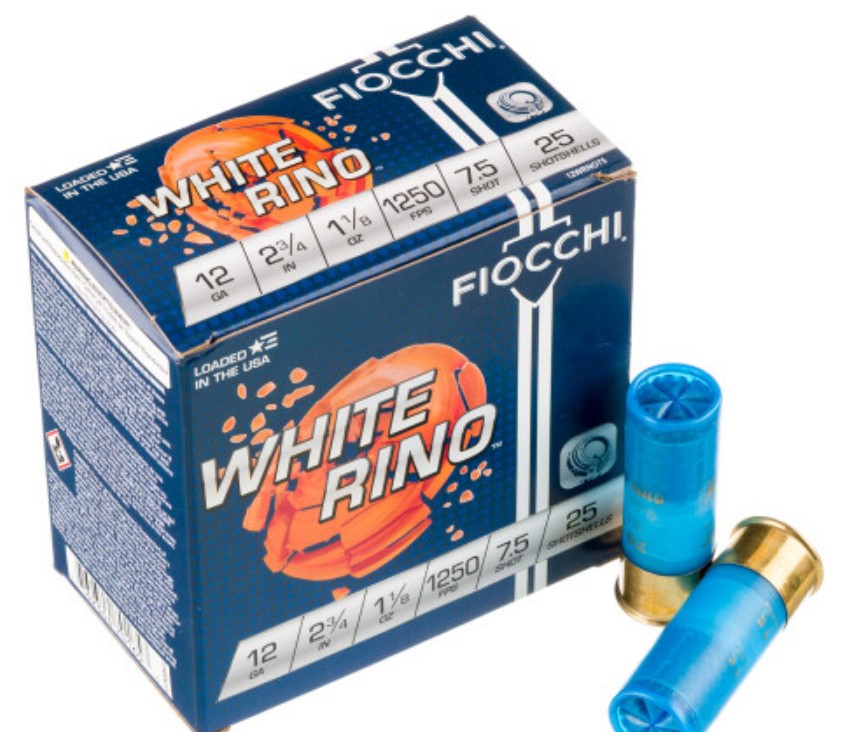 250 Rounds of 12ga Ammo by Fiocchi White Rino #7.5 shot
