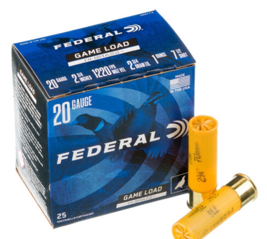 250 Rounds of 20ga Ammo by Federal Game Load Upland Hi-Brass 7.5 shot