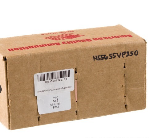 250 Rounds of 5.56×45 Ammo by American Quality Ammunition – 55gr FMJ