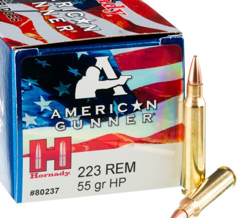 500 Rounds of .223 Ammo by Hornady American Gunner – 55gr HP