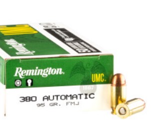 500 Rounds of .380 ACP Ammo Remington UMC- 95gr MC