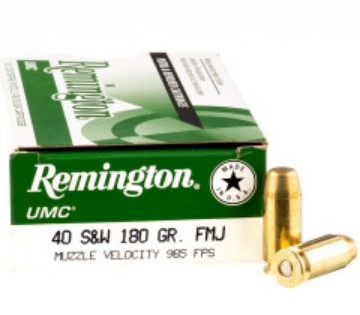 500 Rounds of .40 S&W Ammo Remington – 180gr MC