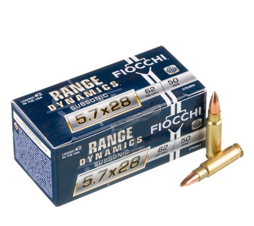 500 Rounds of 5.7x28mm Ammo by Fiocchi Subsonic – 62gr FMJ