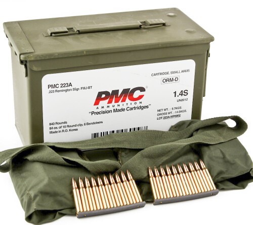 840 Rounds of .223 Ammo by PMC – Stripper Clip in Ammo Can – 55gr FMJBT