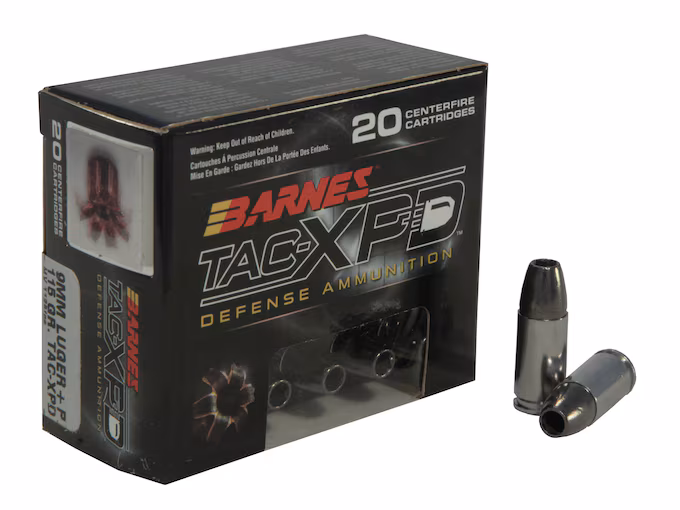 Barnes TAC-XPD 9mm Luger +P Ammo 115 Grain Barnes TAC-XPD Solid Hollow Point Lead Free