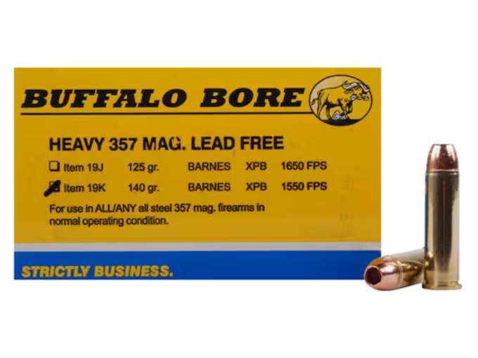 Buffalo Bore 357 Magnum Ammo 140 Grain Barnes TAC-XP Solid Hollow Point Lead Free