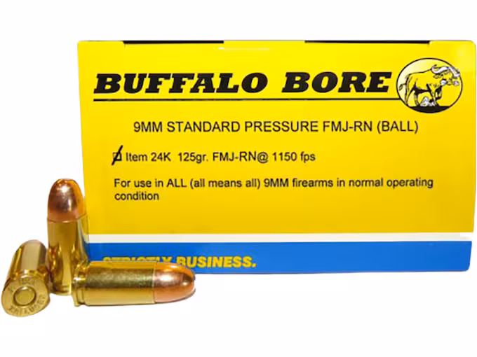 Buffalo Bore 9mm Luger Ammo 125 Grain Full Metal Jacket