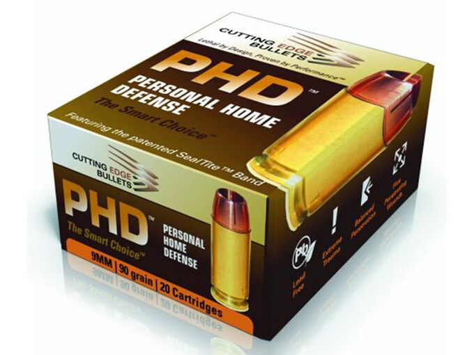 Cutting Edge Personal Home Defense 9mm Luger Ammo 90 Grain Solid Hollow Point Lead Free