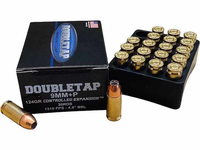 DoubleTap Controlled Expansion 9mm Luger +P Ammo 124 Grain Jacketed Hollow Point