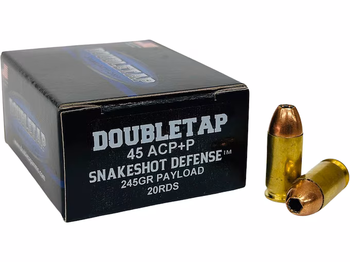 DoubleTap SnakeShot Defense 45 ACP +P Ammo 245 Grain Jacketed Hollow Point and Shot