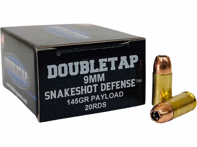 DoubleTap SnakeShot Defense 9mm Luger Ammo 145 Grain Jacketed Hollow Point and Shot