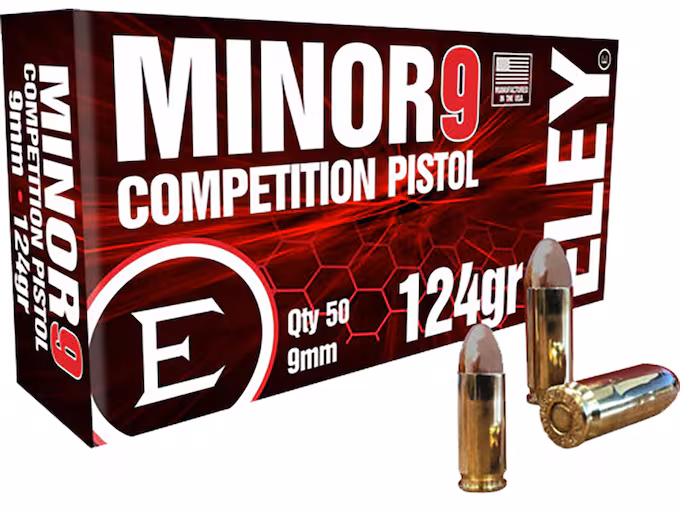 Eley Minor 9 Competition 9mm Luger Ammo 124 Grain Full Metal Jacket