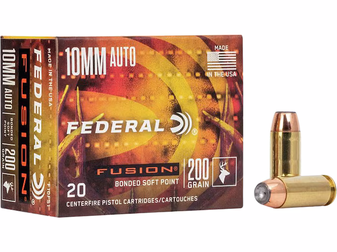 Federal Fusion 10mm Auto Ammo 200 Grain Bonded Jacketed Soft Point