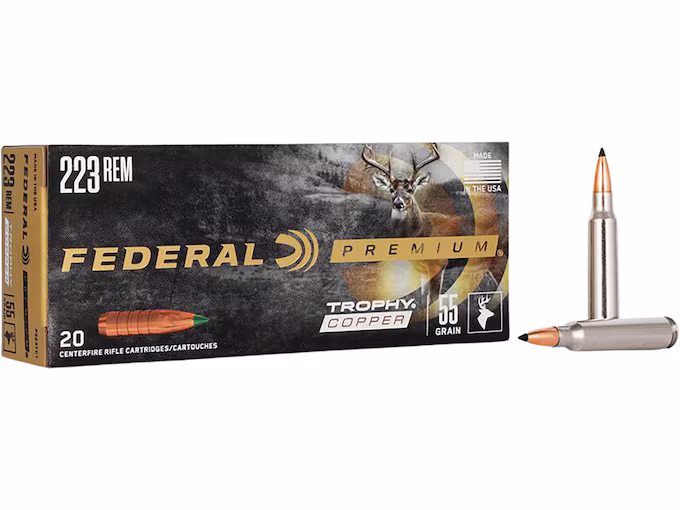 Federal Premium 223 Remington Ammo 55 Grain Federal Trophy Copper  Box of 20