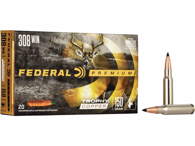 Federal Premium 308 Winchester Ammo 150 Grain Federal Trophy  Box of 20