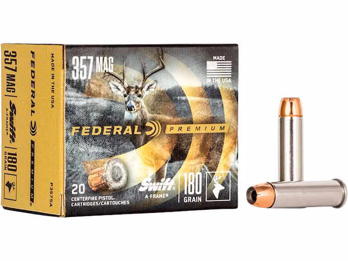 Federal Premium 357 Magnum Ammo 180 Grain Swift A-Frame Bonded Jacketed Hollow Point