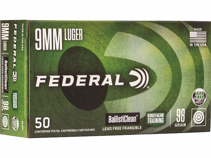 Federal Premium BallistiClean RHT 9mm Luger Ammo 98 Grain Flat Nose