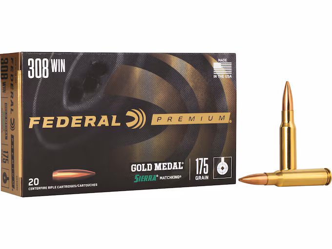 Federal Premium Gold Medal 308 Winchester Ammo 175 Grain Hollow Point