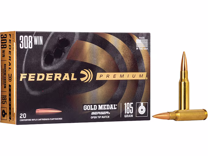 Federal Premium Gold Medal 308 Winchester Ammo 185 Grain Berger Hollow Point