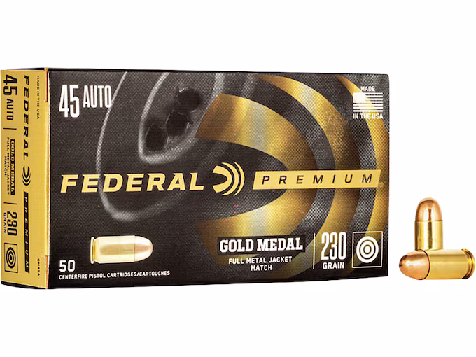 Federal Premium Gold Medal Match 45 ACP Ammo 230 Grain Full Metal Jacket