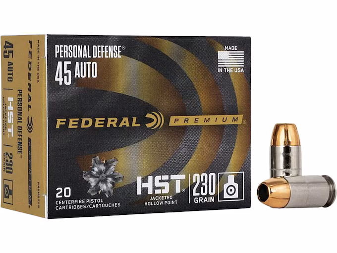 Federal Premium Premium Personal Defense 45 ACP Ammo 230 Grain Federal HST Jacketed Hollow Point
