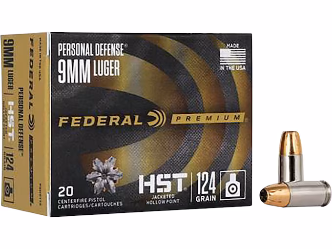 Federal Premium Premium Personal Defense 9mm Luger Ammo 124 Grain Federal HST Jacketed Hollow Point