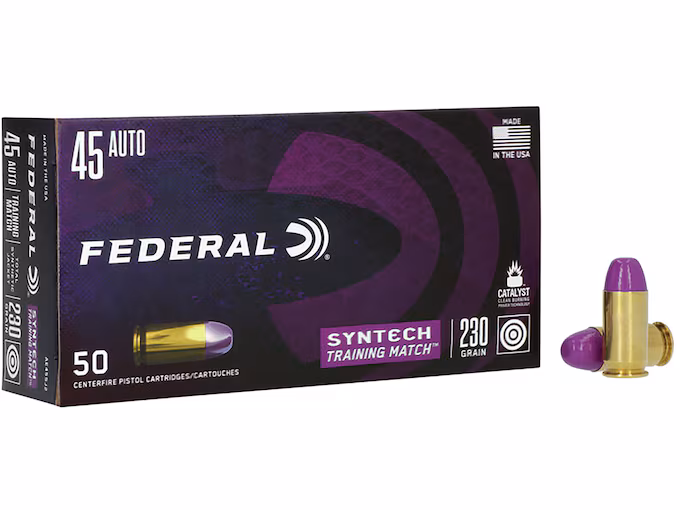 Federal Syntech Training Match 45 ACP Ammo 230 Grain Federal TSJ Total Synthetic Jacket (TSJ)