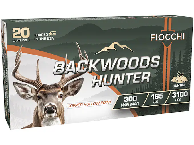 Fiocchi Backwoods Hunter 300 Winchester Magnum Ammo 165 Grain Solid Box of 20