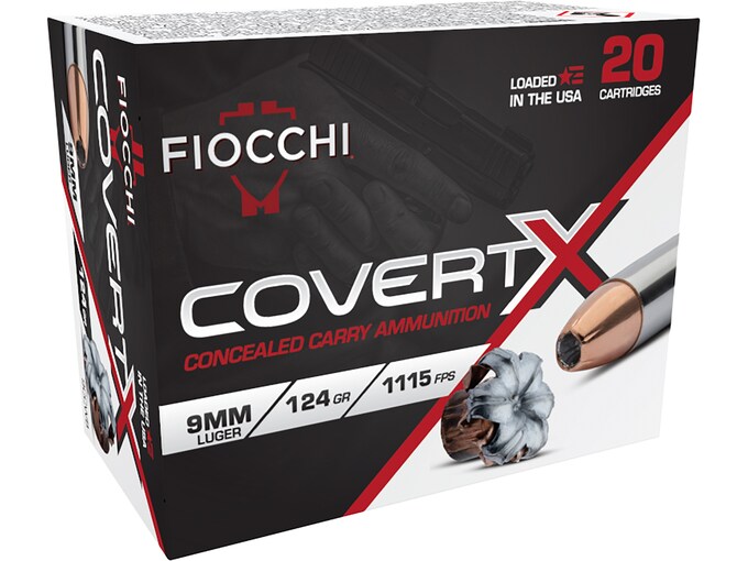 Fiocchi CovertX 9mm Luger Ammo 124 Grain Jacketed Hollow Point