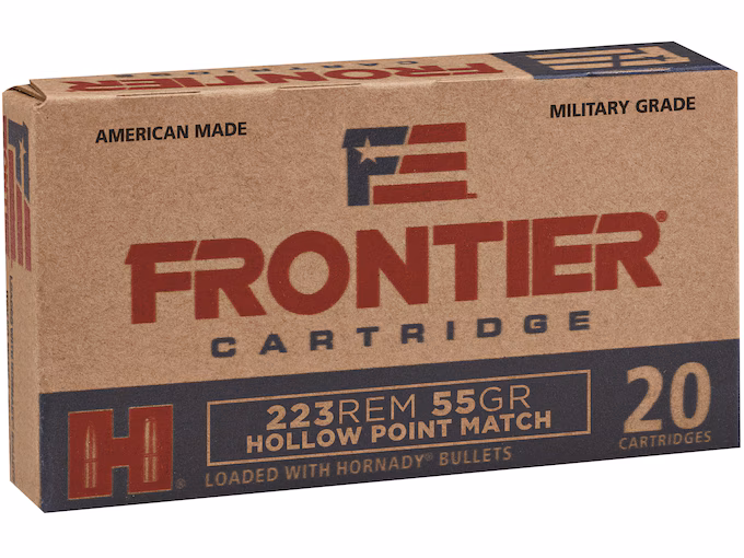 Frontier Cartridge Military Grade 223 Remington Ammo 55 Grain  Hollow Point