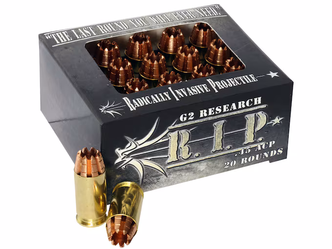 G2 Research R.I.P. 45 ACP Ammo 162 Grain G2 R.I.P. Fragmenting Hollow Point Lead Free