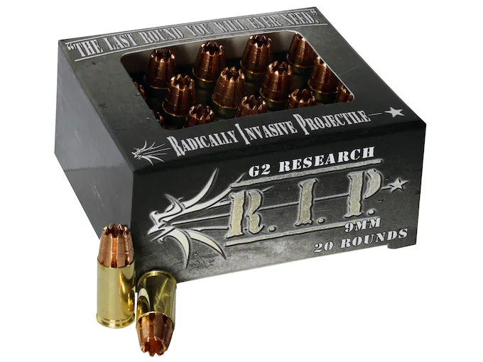 G2 Research R.I.P. 9mm Luger Ammo 92 Grain G2 R.I.P. Fragmenting Hollow Point Lead Free