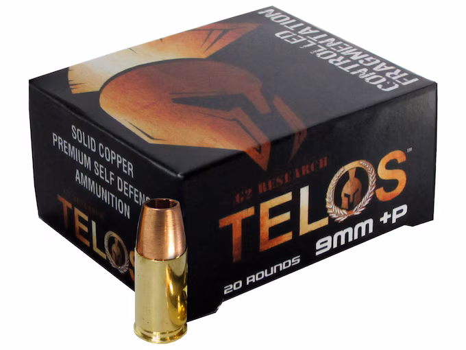 G2 Research Telos 9mm Luger +P Ammo 92 Grain Fragmenting Hollow Point Lead Free