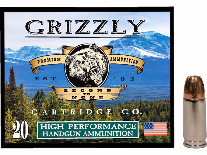 Grizzly Cartridge High Performance Handgun 9mm Luger Ammo 124 Grain Jacketed Hollow Point