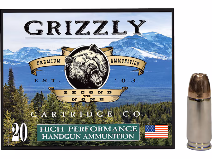 Grizzly Cartridge High Performance Handgun 9mm Luger +P+ Ammo 115 Grain Jacketed Hollow Point