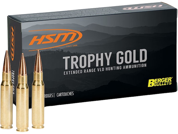 HSM Trophy Gold 300 Winchester Magnum Ammo 185 Grain Berger Hunting VLD Box of 20